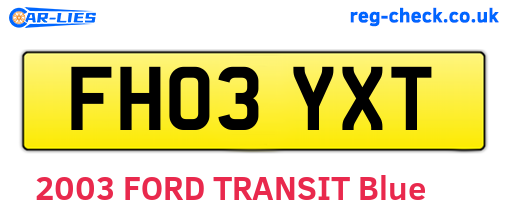 FH03YXT are the vehicle registration plates.