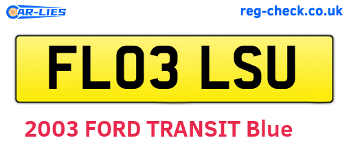 FL03LSU are the vehicle registration plates.