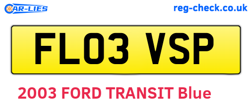 FL03VSP are the vehicle registration plates.