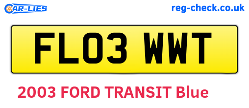 FL03WWT are the vehicle registration plates.