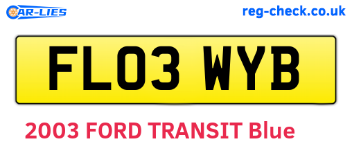 FL03WYB are the vehicle registration plates.