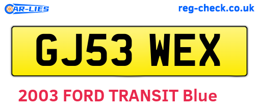 GJ53WEX are the vehicle registration plates.