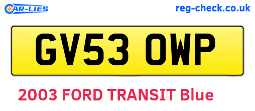 GV53OWP are the vehicle registration plates.