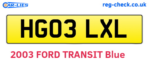HG03LXL are the vehicle registration plates.