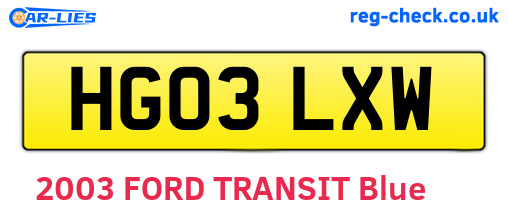 HG03LXW are the vehicle registration plates.