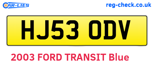 HJ53ODV are the vehicle registration plates.
