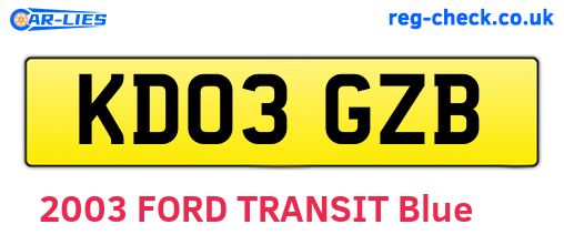 KD03GZB are the vehicle registration plates.