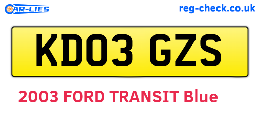 KD03GZS are the vehicle registration plates.