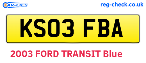 KS03FBA are the vehicle registration plates.