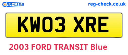 KW03XRE are the vehicle registration plates.