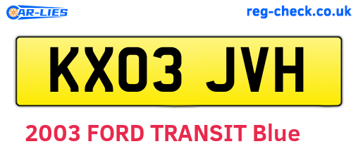 KX03JVH are the vehicle registration plates.