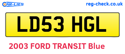 LD53HGL are the vehicle registration plates.