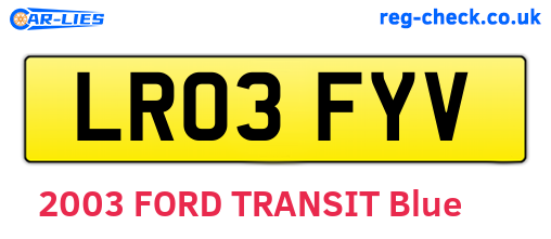 LR03FYV are the vehicle registration plates.