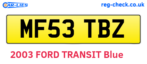 MF53TBZ are the vehicle registration plates.