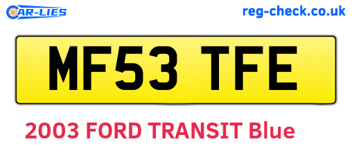 MF53TFE are the vehicle registration plates.