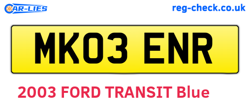 MK03ENR are the vehicle registration plates.