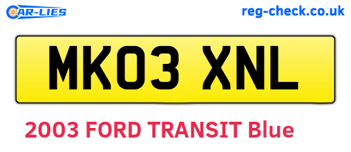 MK03XNL are the vehicle registration plates.
