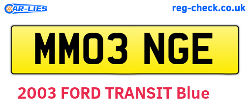 MM03NGE are the vehicle registration plates.