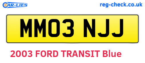 MM03NJJ are the vehicle registration plates.
