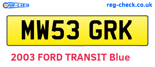 MW53GRK are the vehicle registration plates.