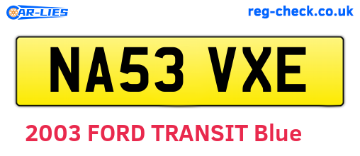 NA53VXE are the vehicle registration plates.