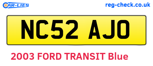 NC52AJO are the vehicle registration plates.