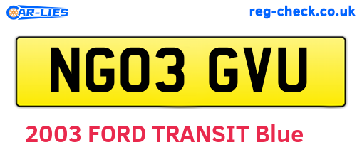 NG03GVU are the vehicle registration plates.