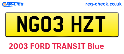 NG03HZT are the vehicle registration plates.