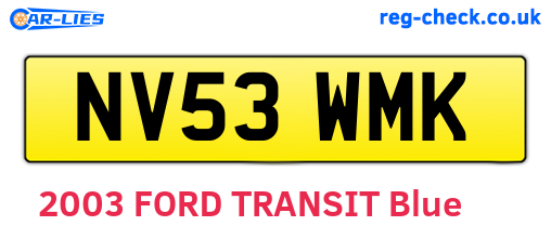 NV53WMK are the vehicle registration plates.