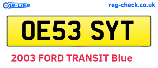 OE53SYT are the vehicle registration plates.