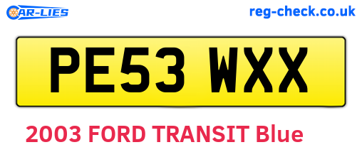 PE53WXX are the vehicle registration plates.