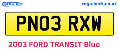 PN03RXW are the vehicle registration plates.