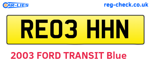RE03HHN are the vehicle registration plates.