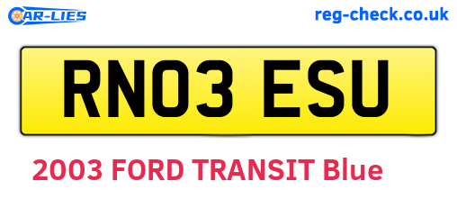 RN03ESU are the vehicle registration plates.
