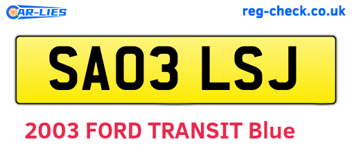 SA03LSJ are the vehicle registration plates.