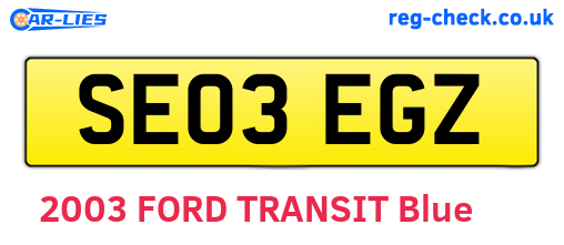 SE03EGZ are the vehicle registration plates.