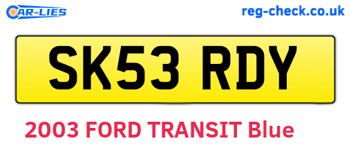 SK53RDY are the vehicle registration plates.