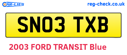 SN03TXB are the vehicle registration plates.