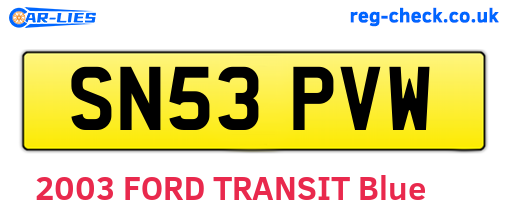 SN53PVW are the vehicle registration plates.