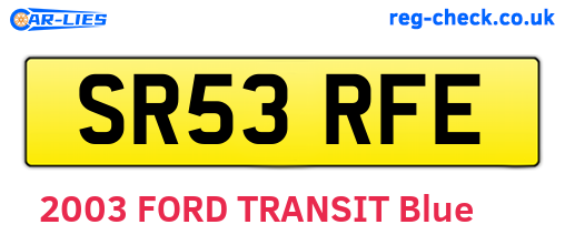 SR53RFE are the vehicle registration plates.