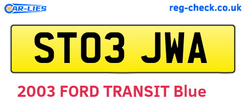 ST03JWA are the vehicle registration plates.