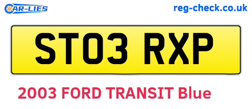 ST03RXP are the vehicle registration plates.