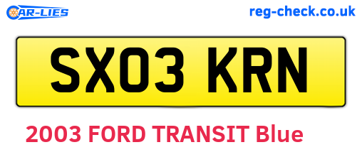 SX03KRN are the vehicle registration plates.