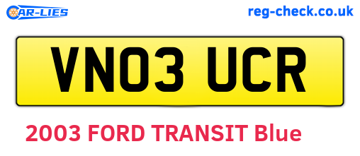 VN03UCR are the vehicle registration plates.