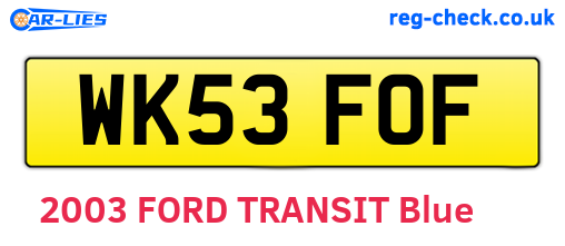 WK53FOF are the vehicle registration plates.
