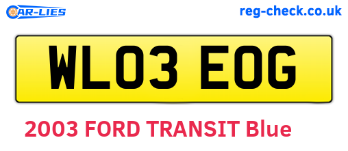 WL03EOG are the vehicle registration plates.