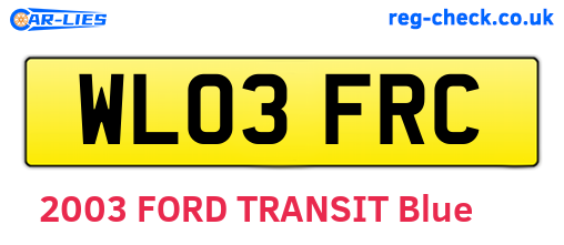 WL03FRC are the vehicle registration plates.