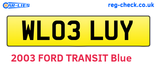 WL03LUY are the vehicle registration plates.