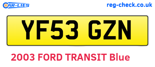YF53GZN are the vehicle registration plates.