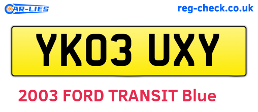 YK03UXY are the vehicle registration plates.